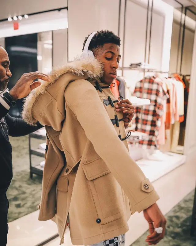NBA YoungBoy outfit in Burberry, Profound, and Moschino, 2022