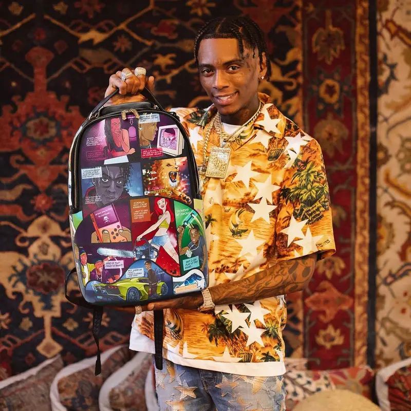 Soulja Boy outfit in Amiri, Chemist, and Sprayground, 2022