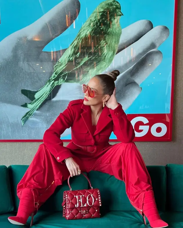 Jennifer Lopez outfit in Valentino Garavani, Amavii, and Jennifer Lopez Merch, 2022