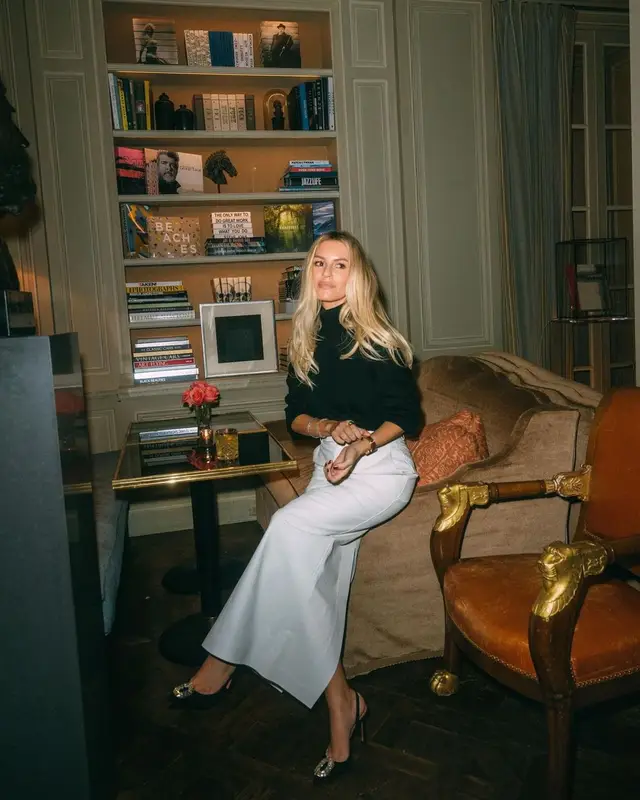 Morgan Stewart outfit in Saint Laurent, Amina Muaddi, and Bottega Veneta, 2022