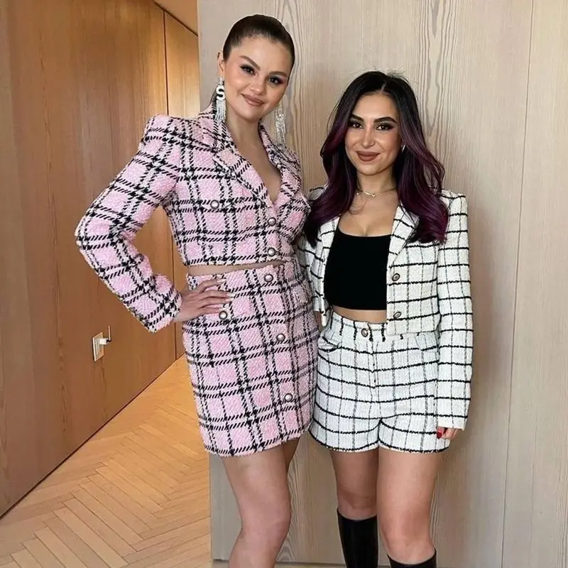 Selena Gomez outfit in Alessandra Rich, Retrofete, and Gucci, 2022