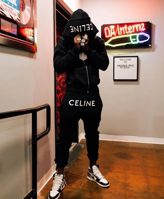 Polo G outfit in Celine and Nike, 2022