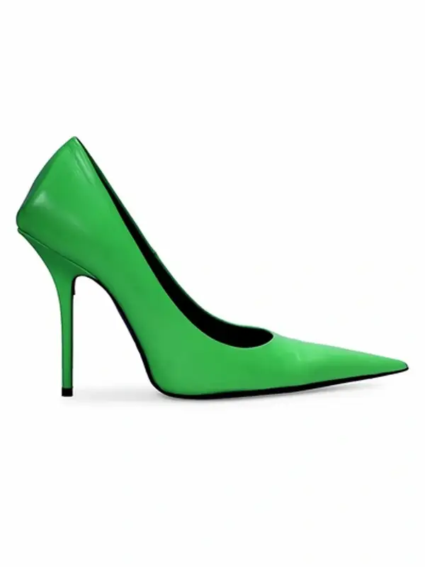 Balenciaga Square Knife Neon Leather Pumps $795