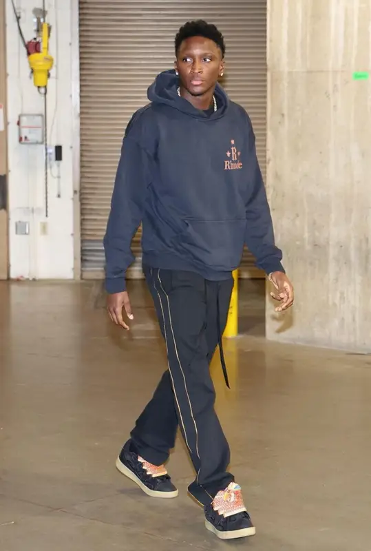 Victor Olapido outfit in Rhude and Lanvin, 2022