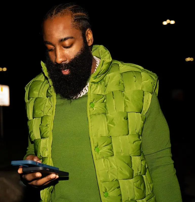 James Harden outfit in Bottega Veneta, Rick Owens, and Goyard, 2022
