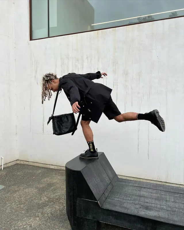Iann Dior outfit in Rick Owens, Dr. Martens, and Chrome Hearts, 2022
