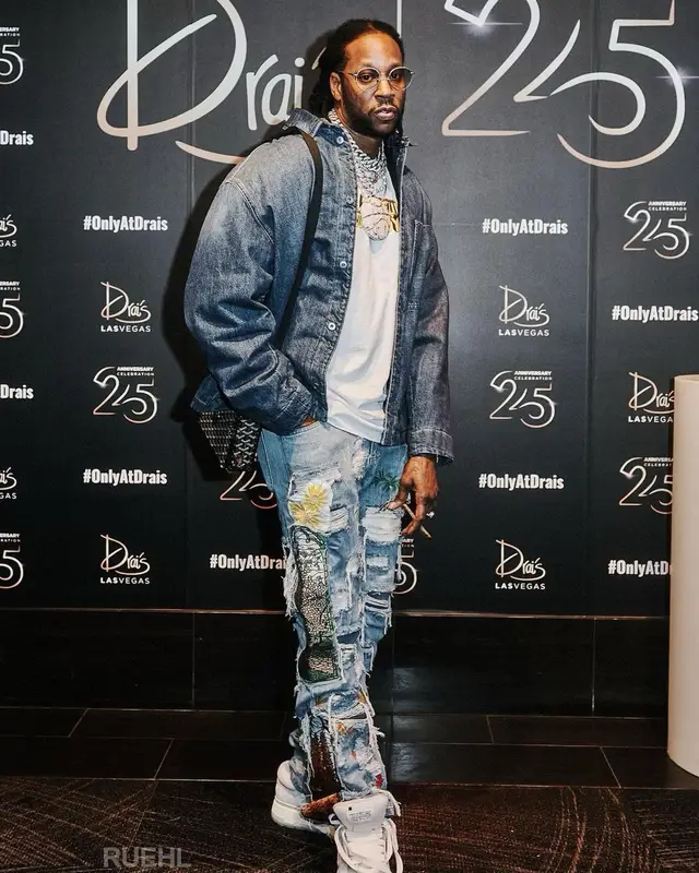 2 Chainz outfit in Bottega Veneta, Awful Lot of Cough Syrup, and Goyard, 2022