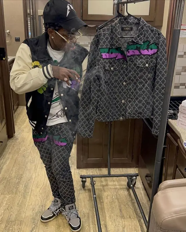 Kodak Black outfit in Chris Pyrate and Robert Roberto, 2022