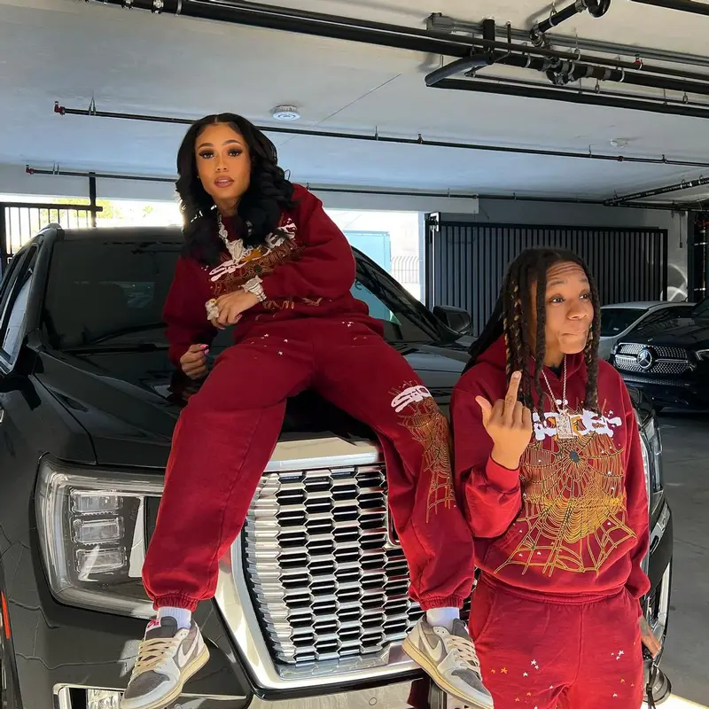 Coi Leray outfit in Spider Worldwide, Nike, and Travis Scott Merch, 2022