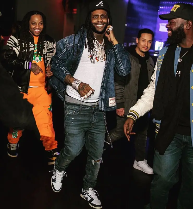 Chief Keef outfit in Supreme, New Era, and True Religion, 2022