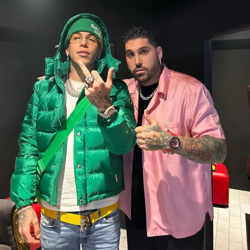 Sfera Ebbasta outfit in Prada, Cartier, and Gallery Dept., 2022