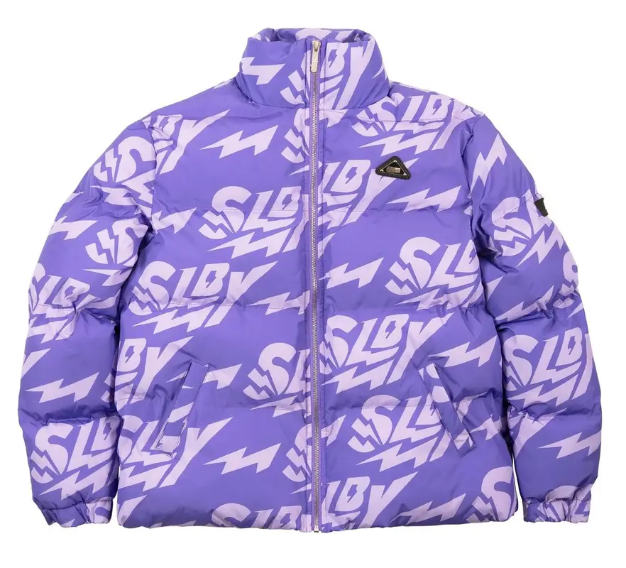 SoleBoy Monogram Lavender Puffer Jacket $200