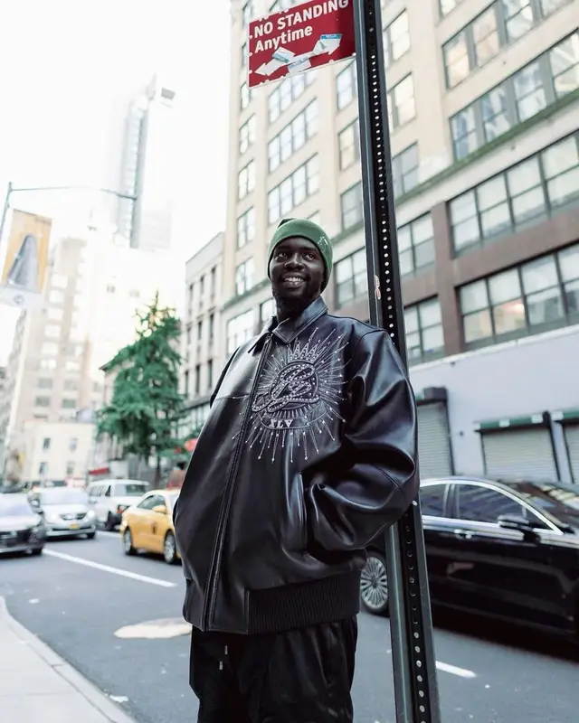 Sheck Wes outfit in Pelle Pelle, 2022