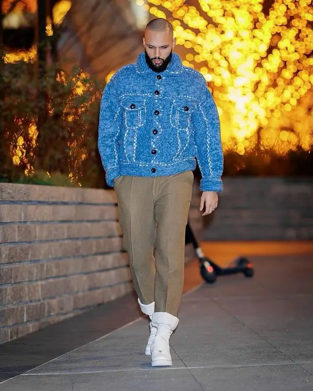 Evan Mehdi Fournier outfit in Kapital, The Row, and Nike, 2022