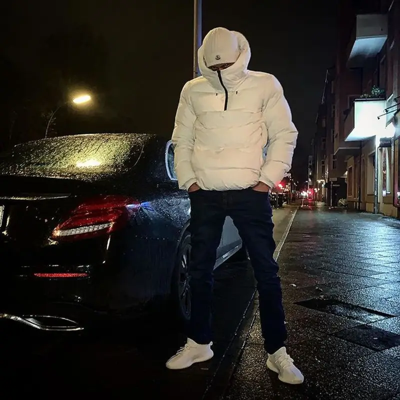 AK Ausserkontrolle outfit in Woolrich, Moncler, and Adidas, 2019
