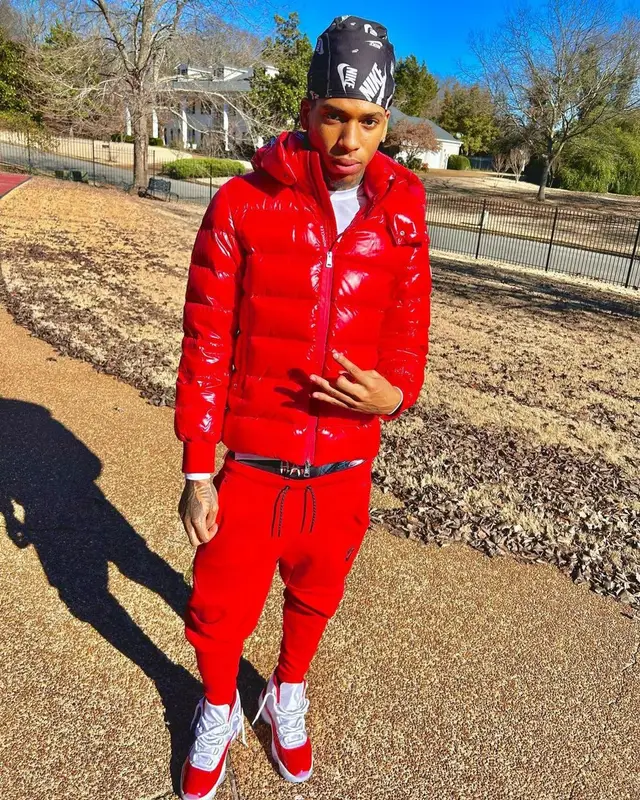 NLE Choppa outfit in Moncler, Jordan, and Nike, 2022