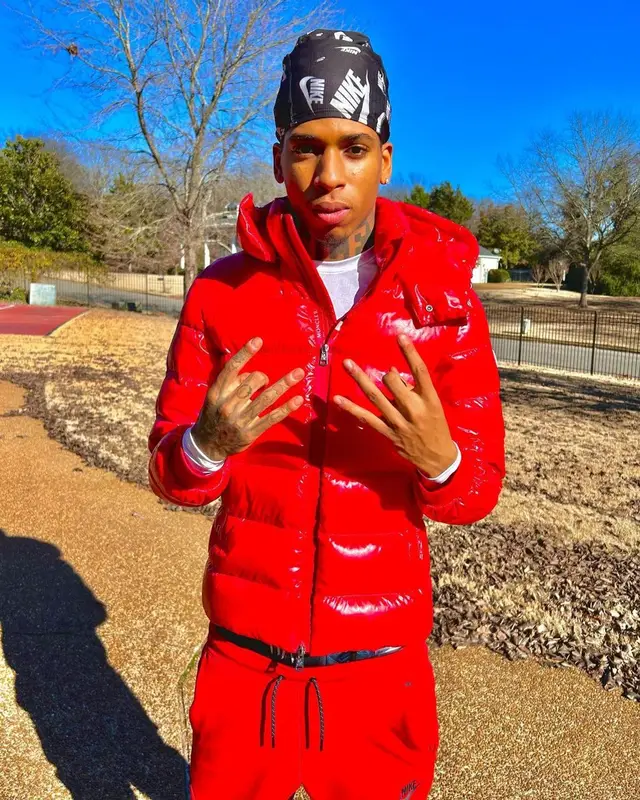 NLE Choppa outfit in Moncler, Jordan, and Nike, 2022