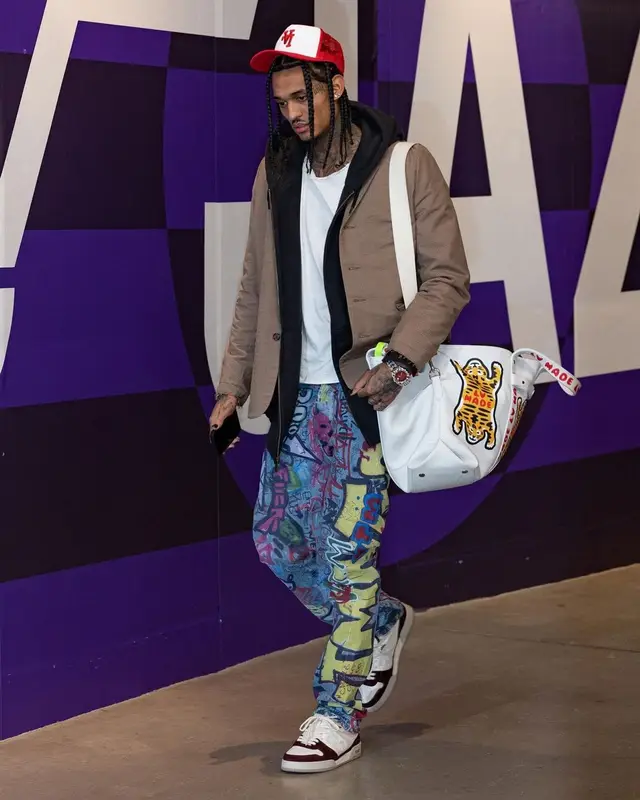 Jordan Clarkson outfit in Carhartt, Louis Vuitton, and Kill the Hype, 2022