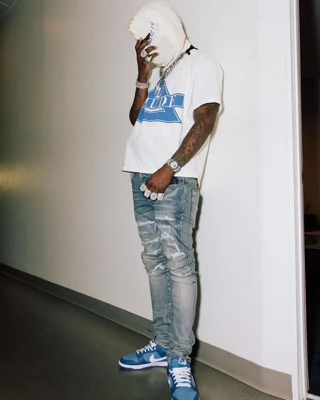 Polo G outfit in Rhude, Amiri, and Marni, 2022