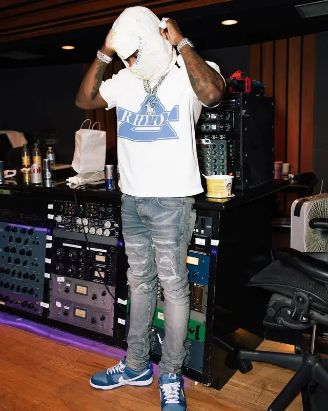 Polo G outfit in Rhude, Amiri, and Marni, 2022