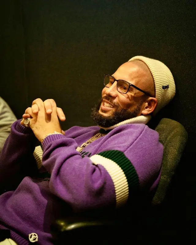 DJ Drama outfit in Louis Vuitton, Rick Owens, and Tom Ford, 2022