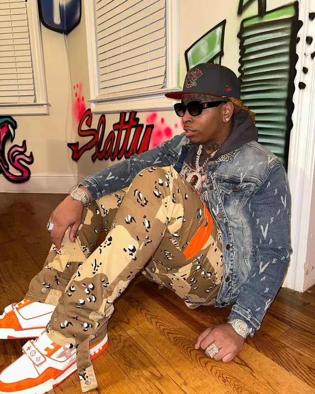 Lil Gotit outfit in Valabasas, Louis Vuitton, and Celine, 2022