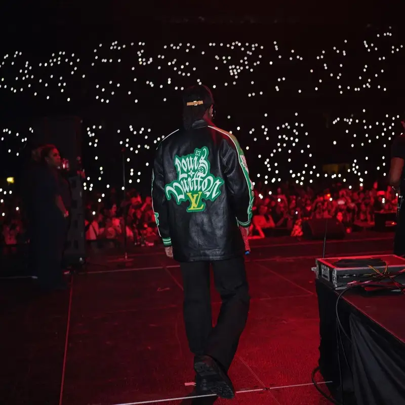Burna Boy outfit in Louis Vuitton, 2022