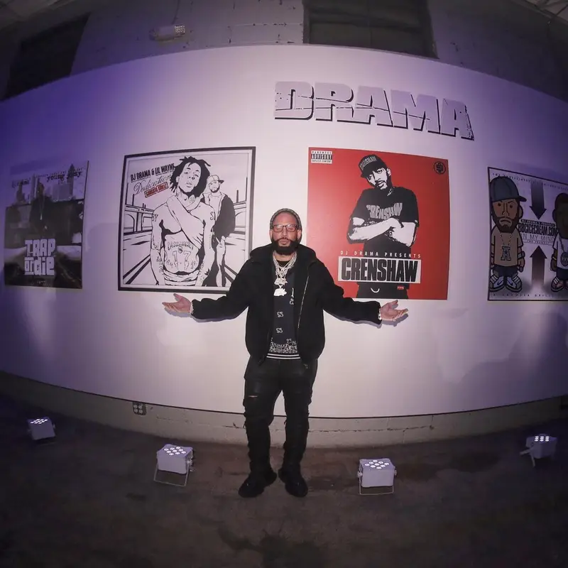DJ Drama outfit in Louis Vuitton, Amiri, and Tom Ford, 2022