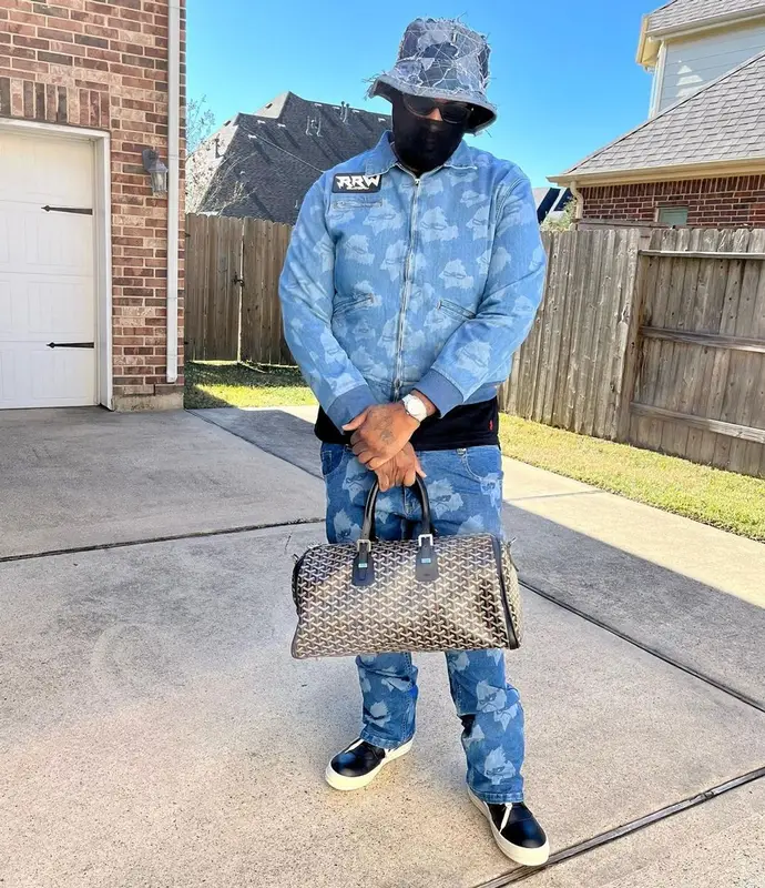 Peezy outfit in Polo Ralph Lauren, Versace, and Gallery Dept., 2022