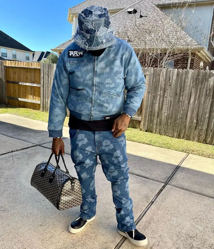 Peezy outfit in Polo Ralph Lauren, Versace, and Gallery Dept., 2022