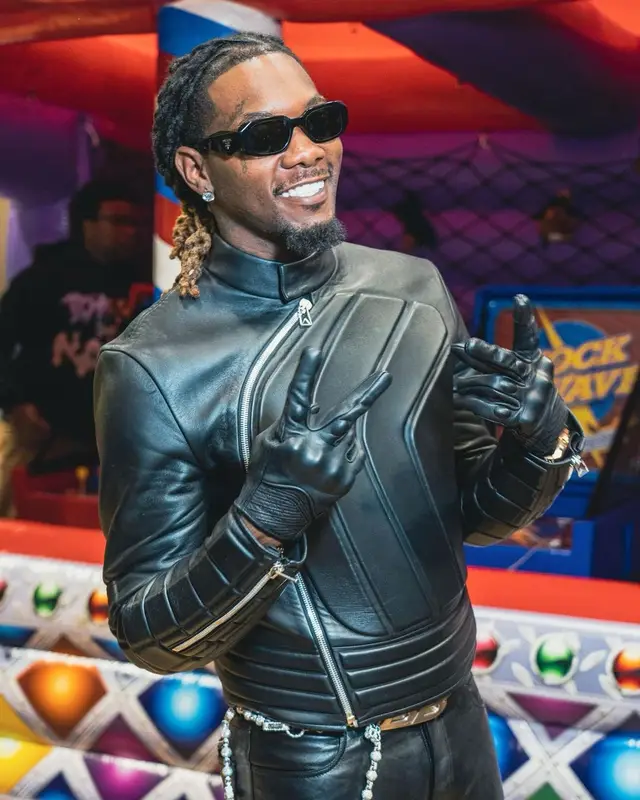 Offset outfit in Bottega Veneta, Balenciaga, and Prada, 2022