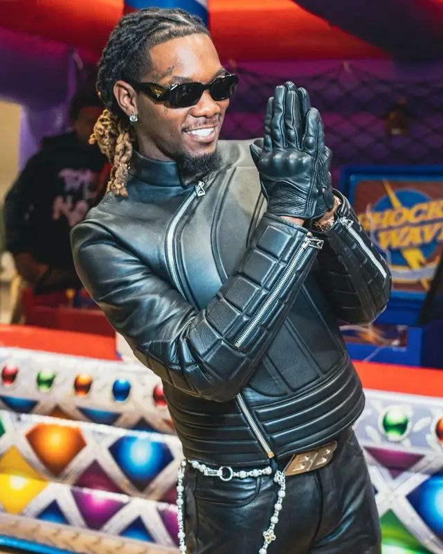 Offset outfit in Bottega Veneta, Balenciaga, and Prada, 2022