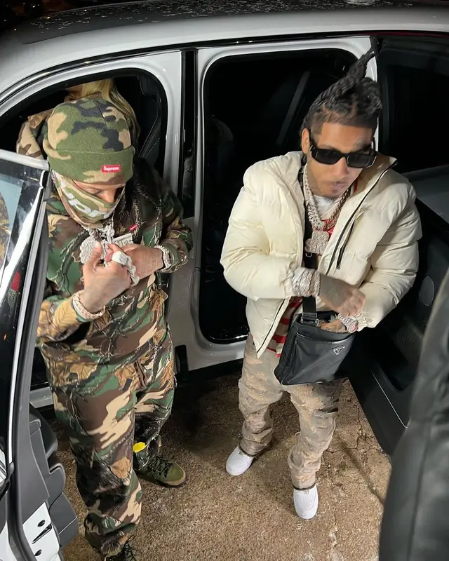 Finesse2tymes outfit in Jordan and Supreme, 2022