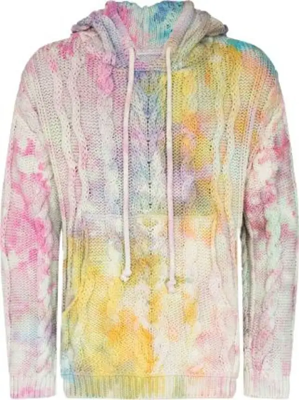 Camp High Aura Tie-Dye Cable-Knit Hoodie $825