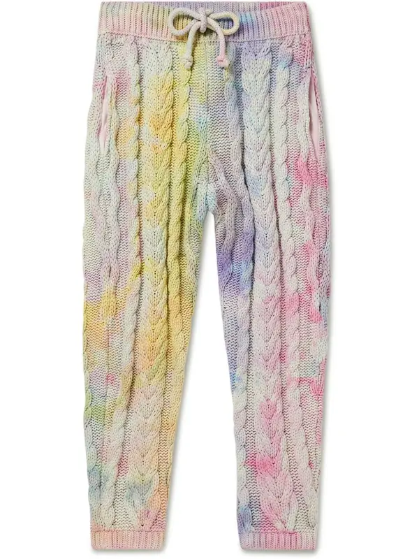 Camp High Aura Tapered Tie-Dyed Cable-Knit Cotton-Blend Sweatpants $675