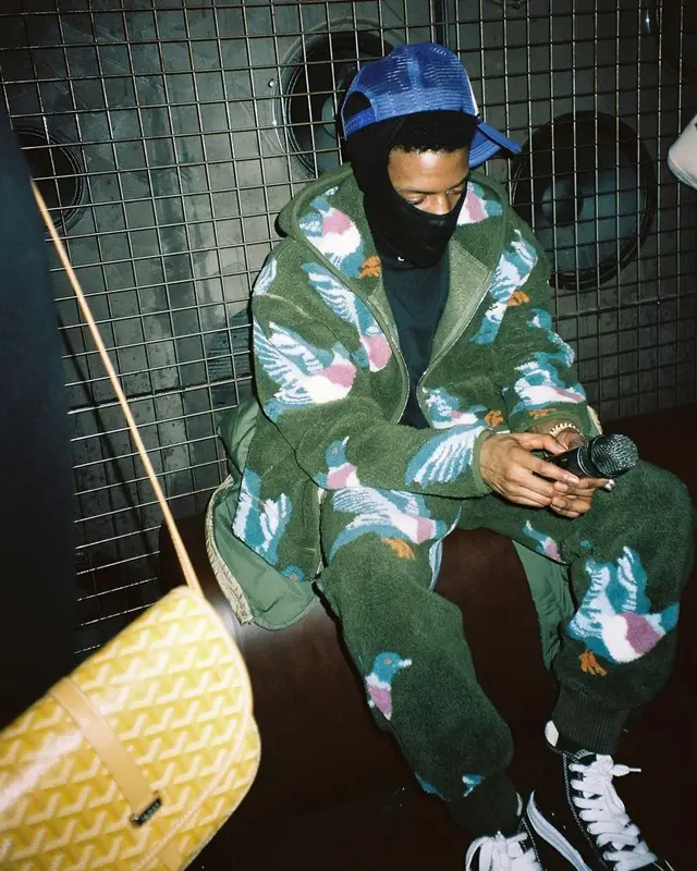 Pierre Bourne outfit in JW Anderson and Maison Mihara Yasuhiro, 2022