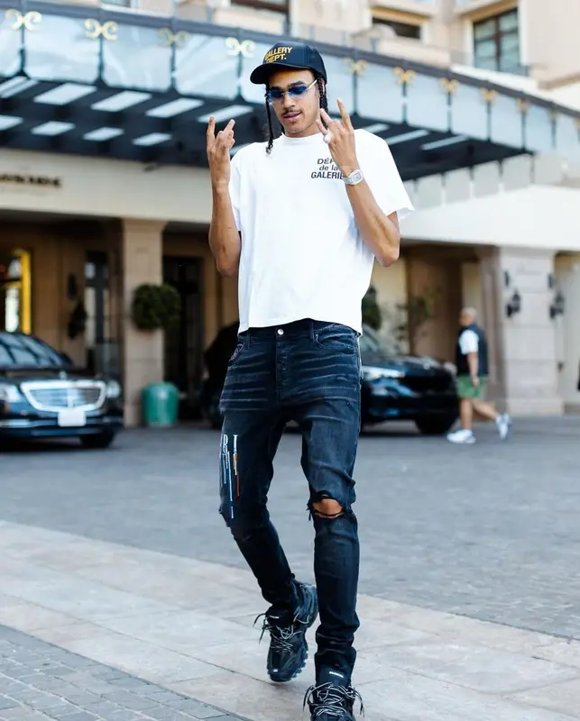 Dalano Banton outfit in Amiri, Cartier, and Gallery Dept., 2022