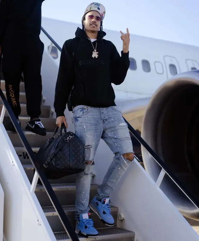 Dalano Banton outfit in Fear of God, Louis Vuitton, and Cartier, 2022