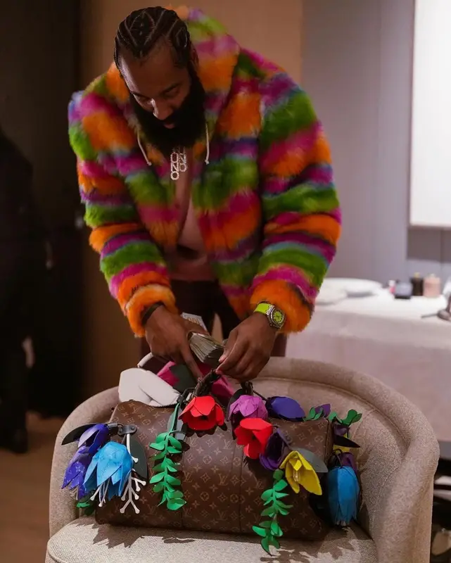 James Harden outfit in Louis Vuitton and Marni, 2022