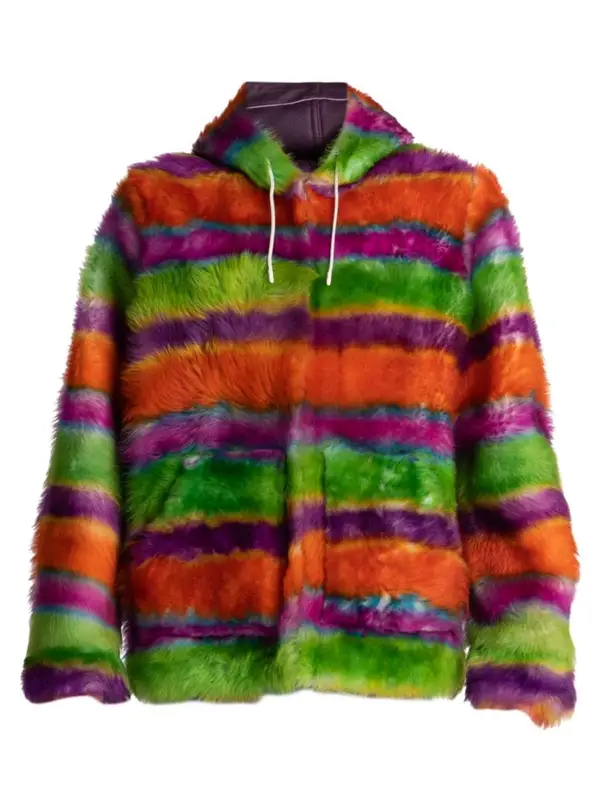 Marni Hooded Stripe Shearling Jacket $6700
