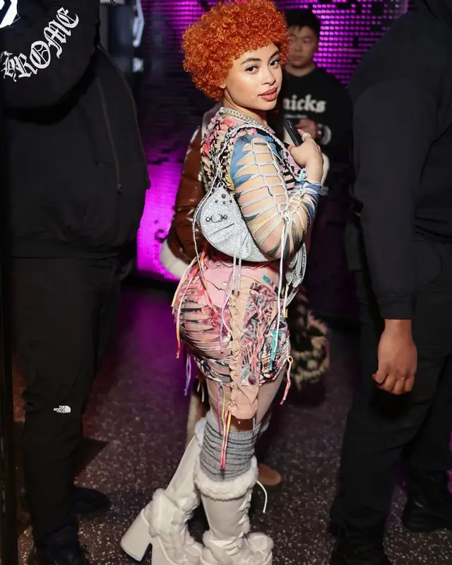 Ice Spice outfit in Ai MEi Li, Demonia, and Balenciaga, 2022