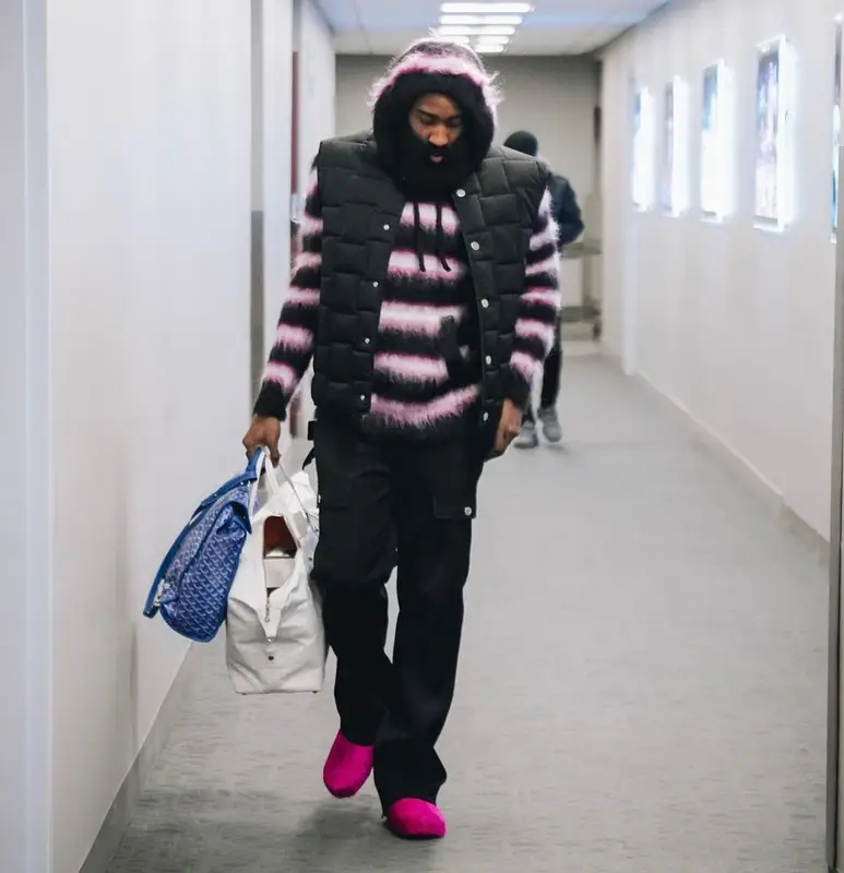 James Harden outfit in Bottega Veneta, Marni, and Goyard, 2022