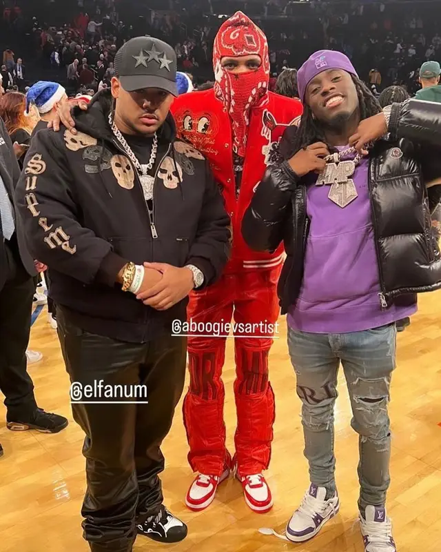 A Boogie Wit Da Hoodie outfit in Denim Tears, Who Decides War, and Louis Vuitton, 2022