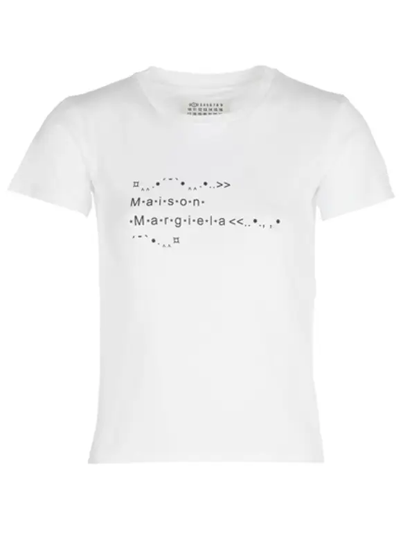 Maison Margiela Logo-Print Short-Sleeved White T-Shirt $300