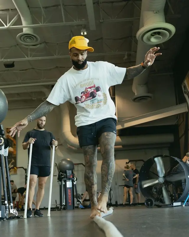 Odell Beckham Jr outfit in Rhude, Nike, and Llovestick, 2022
