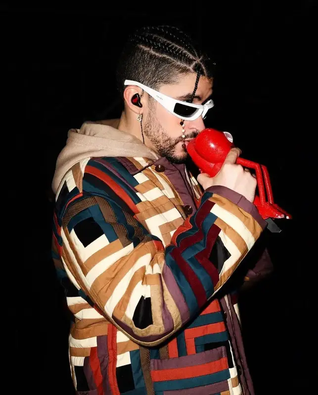 Bad Bunny outfit in Bode, Adidas, and Prada, 2022