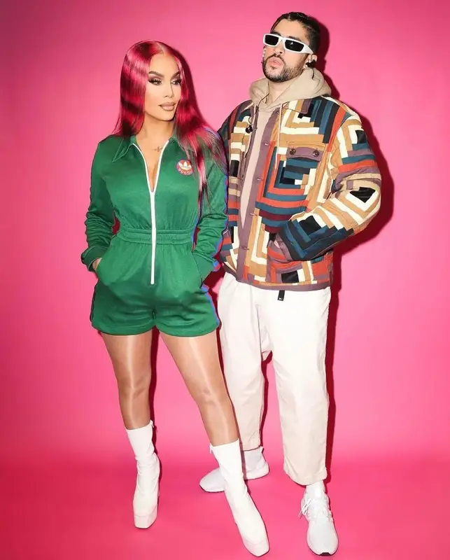 Bad Bunny outfit in Bode, Adidas, and Prada, 2022