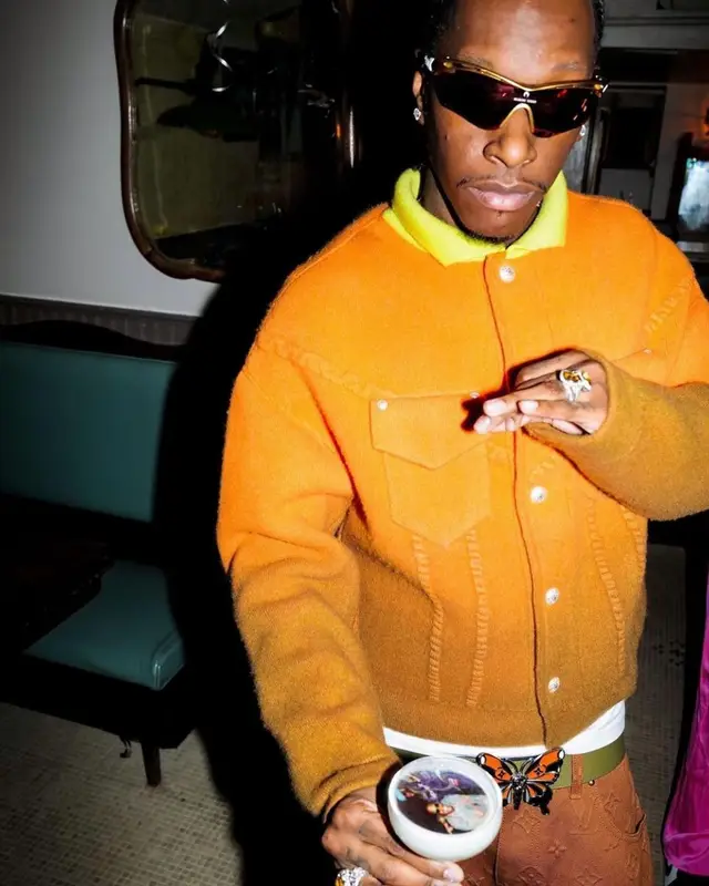 Bloody Osiris outfit in Louis Vuitton, Timberland, and Marine Serre, 2022