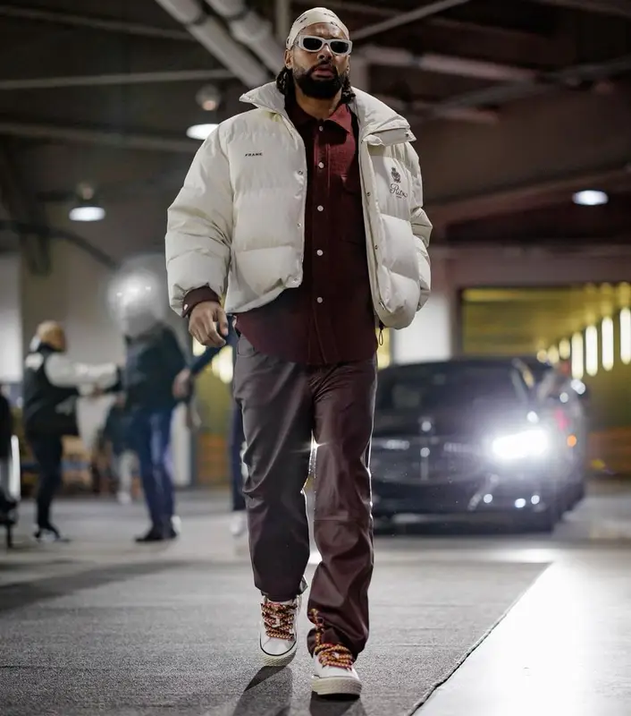 Patty Mills outfit in Frame, Lanvin, and Prada, 2022