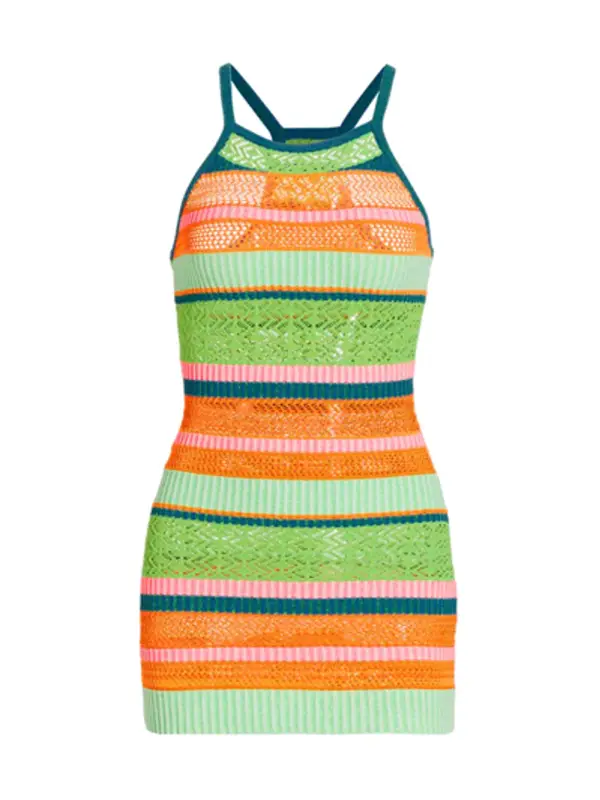 AGR Knit Striped Lace Racerback Mini Dress $685